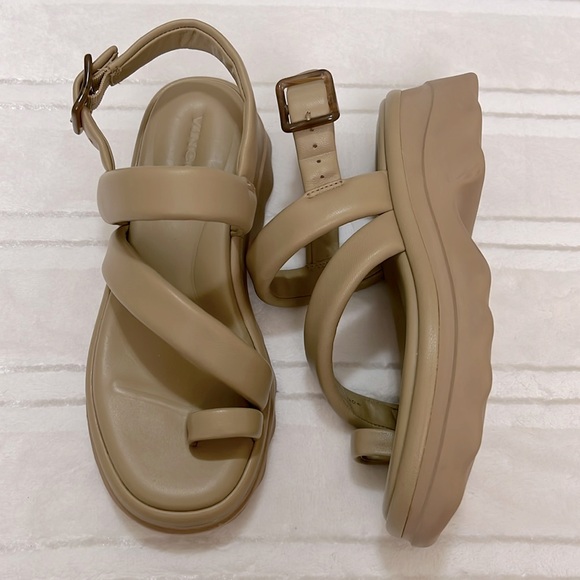 Vince Santa Cruz Leather Slingback Leather Platform Sandals - Picture 1 of 7